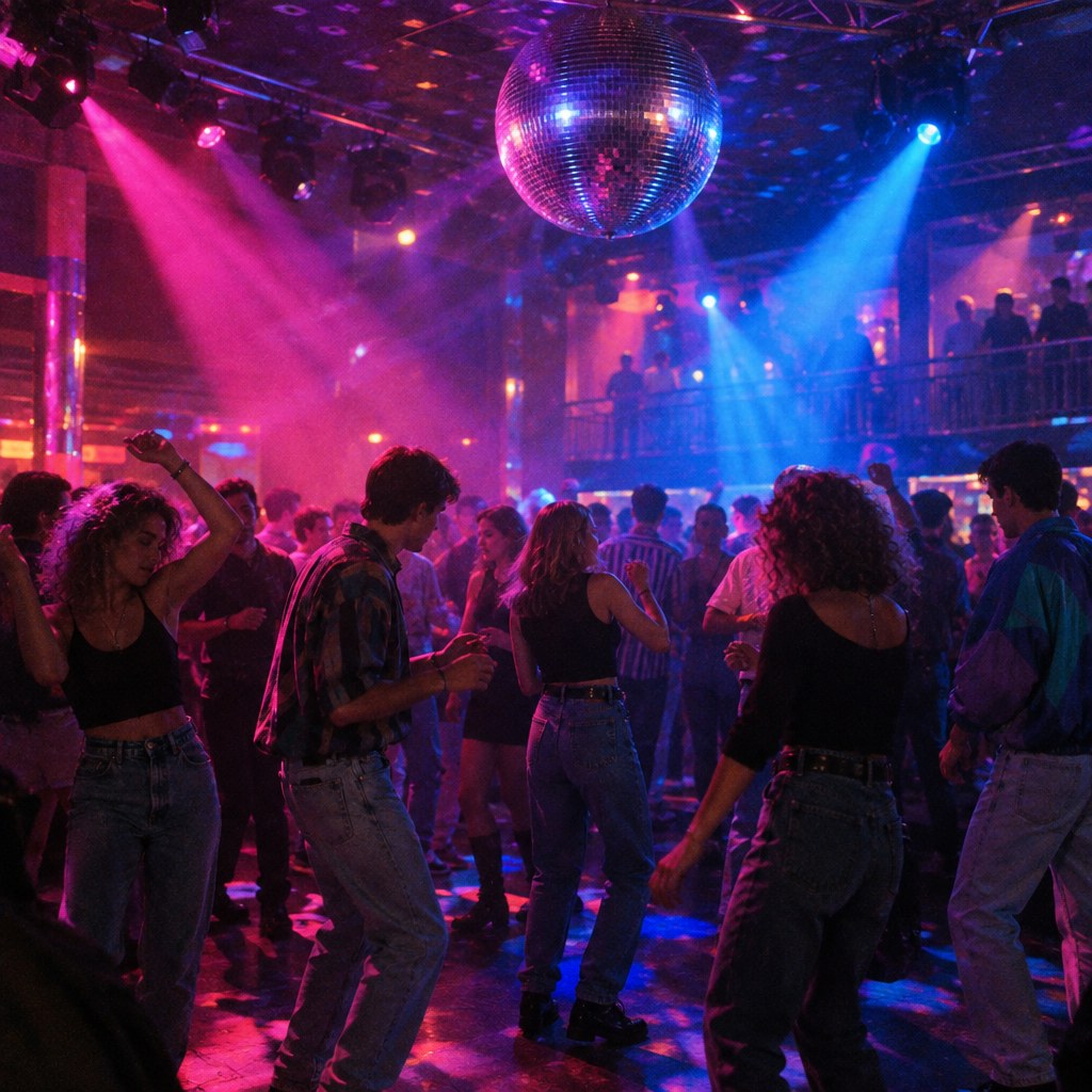 Sfeerbeeld van een discotheekavond in de jaren negentig
